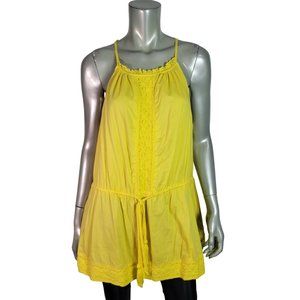 Lane Bryant Tank‎ Top Size 22 Cotton Crochet Lace Trim Sleeveless Yellow